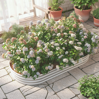 Sunvega Large Oval Metal Raised Garden Bed for Plants Vegetables and Flowers