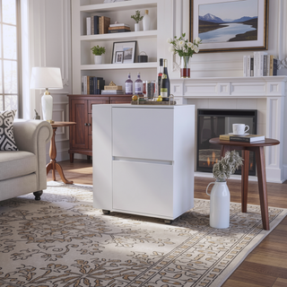 Sunvega Logan Bar Cart with Dual Cabinets and Open Shelves for Easy Access