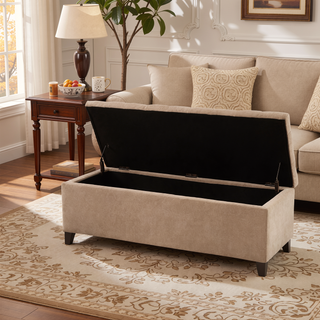 Sunvega Upholstered Tufted Storage Bench with Soft Close Lid and Interior Space