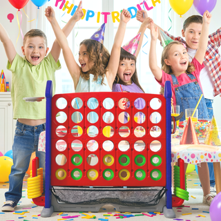 Sunvega 4-in-1 Giant Game Set with Basketball Hoop Ring Toss & Connect 4