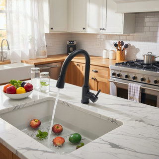 Sunvega Single Handle Kitchen Sink Faucet with Pull Out Sprayer and Deck Plate
