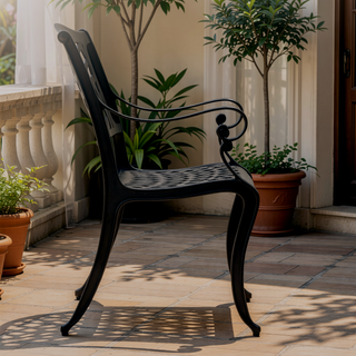 Sunvega Traditional Cast Aluminum Dining Chairs with Floral Accents and Scroll Design Set of 2