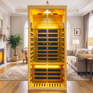 Sunvega Low EMF Far-Infrared Home Sauna with Bluetooth Speakers and Colorful Lights