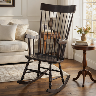 Sunvega Traditional Black Spindle Back Rocking Chair with Classic Design