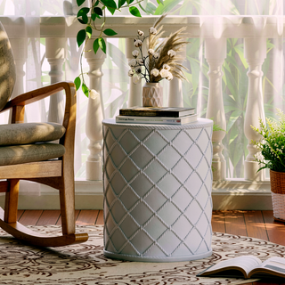 Sunvega Lightweight Concrete End Table with Nautical Diamond Rope Pattern
