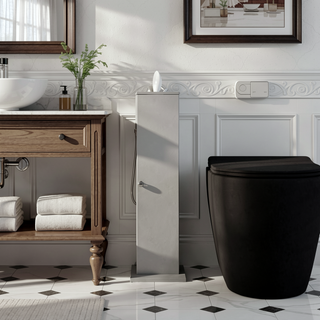 Sunvega Modern Country Bathroom Corner Floor Cabinet with Doors and Shelves