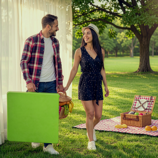 Sunvega 8ft Pink Folding Table with Waterproof Top and Foldable Design for Camping
