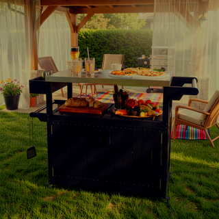 Sunvega Stainless Steel Outdoor Bar Cart with Wheels and Storage for Food Prep