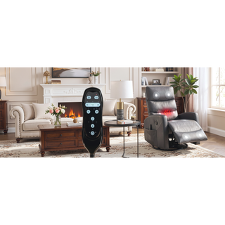 Sunvega Fabric Heat Massage Manual Recliner Chair with Rocker and Swivel for Living Room