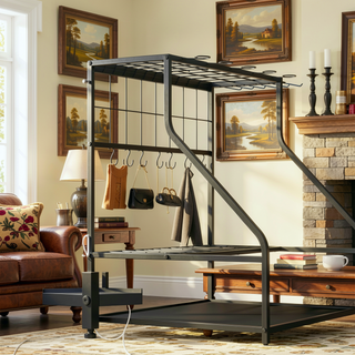 Sunvega 3-Tier Garden Tool Storage Rack with Hooks for Long-Handled Tools and Brooms