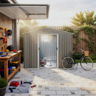 Sunvega 8ft x 6ft Outdoor Metal Storage Shed with Galvanized Steel Panels