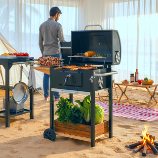Sunvega 2 Burner Portable Gas BBQ Grill with Lid Thermometer and Foldable Legs