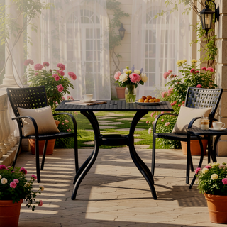 Sunvega Traditional Cast Aluminum Dining Chairs with Floral Accents and Scroll Design Set of 2