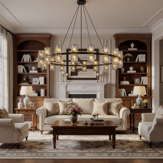 Sunvega Luxury Double Crystal Ring LED Chandelier Lighting for Modern Dining Room
