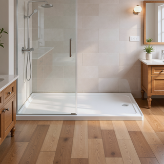Sunvega 32 x 48 Inch White Shower Base Pan with Center Drain