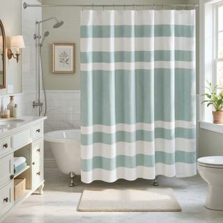 Sunvega Reversible Cotton Bath Rug with Plush Stripes and Textured Massage