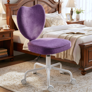 Sunvega Purple Heart Shaped Office Chair with Adjustable Height and Swivel Castors