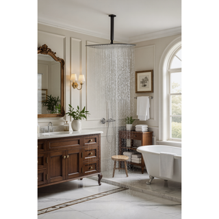 Sunvega 16 Inch Matte Black Rainfall Shower Head with Self Cleaning Nozzle