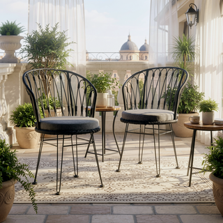 Sunvega Transitional Polyethylene Rattan Dining Chairs with Water-Resistant Cushions