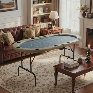 Sunvega Professional Ten-Player Foldable Poker Table with Cup Holders and Padded Armrest Rails