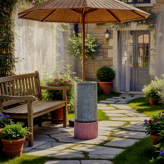 Sunvega Large Concrete Ribbed Water Fountain with Bird Feeder and Modern Industrial Style