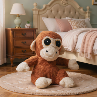 Sunvega Handcrafted Soft Cotton Knitted Monkey Plush Toy for All Ages