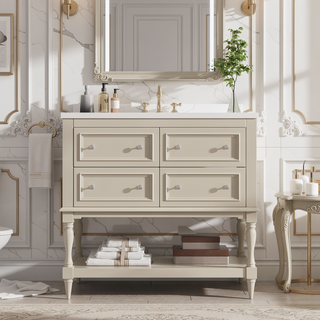 Sunvega 36 Inch Freestanding Vanity Cabinet with Sink Combo and 4 Drawers