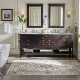 Sunvega Soft Fade Resistant Non Skid Bath Rug with High Low Stripe Design