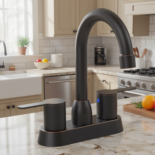 Sunvega Oil Rubbed Bronze Centerset Two Handle Bathroom Sink Faucet