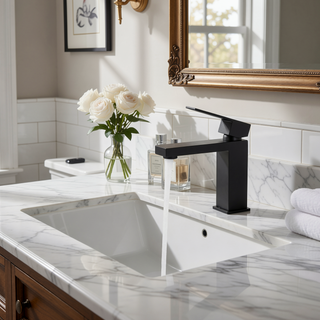 Sunvega Single Hole Bathroom Faucet with Ceramic Cartridge in Brushed Gold