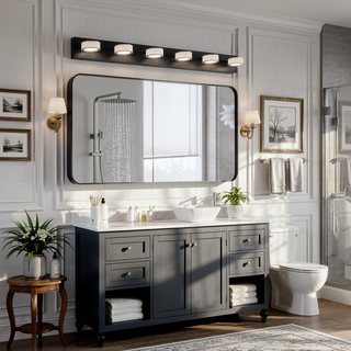 Sunvega Modern 7-Light LED Vanity Fixture with Acrylic Shades and Chrome Finish
