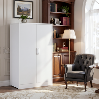 Sunvega Folding Metal Storage Cabinet with Locking Doors and Adjustable Shelf for Home Office