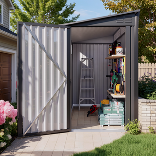 Sunvega 4 x 9 FT Outdoor Metal Storage Shed with Sloping Roof and 6 Vents