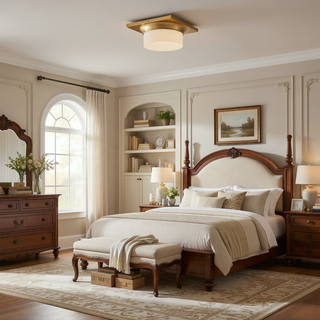 Sunvega 10-inch Antique Brass LED Flush Mount Ceiling Light Fixture