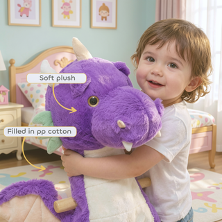 Sunvega ASTM-F963 Certified Spring Rocking Horse with Plush Fabric and Animal Sounds