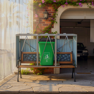 Sunvega Metal Garbage Bin Shed with Galvanized Steel for Outdoor Garden Storage