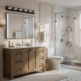 Sunvega Modern 7-Light LED Vanity Fixture with Square Acrylic Lampshades for Bathroom