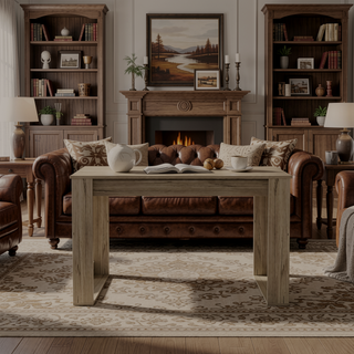Sunvega Lacey Rectangle Computer Desk in Smokey Oak Finish with One Shelf