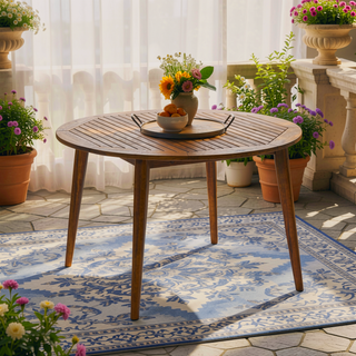 Sunvega Acacia Wood Gray Dining Table with Water Resistant Finish for Patio