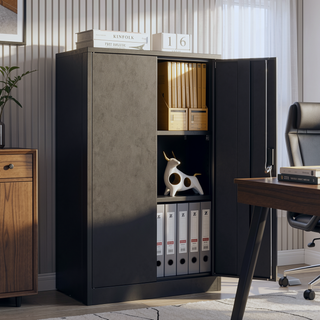Sunvega Folding Metal Storage Cabinet with Locking Doors and Adjustable Shelf for Home Office