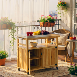 Sunvega Heavy Duty Outdoor Grill Cart with Stainless Steel Top and Spacious Storage