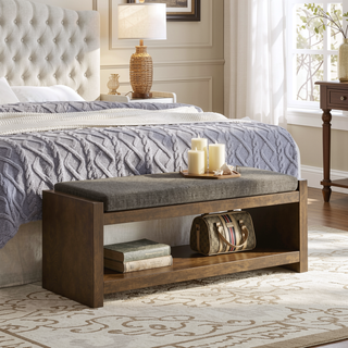 Sunvega Modern Accent Bench with Removable Cushion and Lower Storage Shelf
