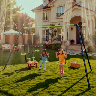 Sunvega Lime Green Outdoor Swing Set with Plastic Safe Seats for 440lbs