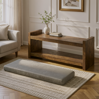 Sunvega Modern Accent Bench with Removable Cushion and Lower Storage Shelf