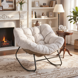 Sunvega Wicker Papasan Lounge Rocking Chair for Indoor and Outdoor Relaxation