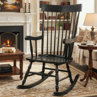 Sunvega Traditional Black Spindle Back Rocking Chair with Classic Design
