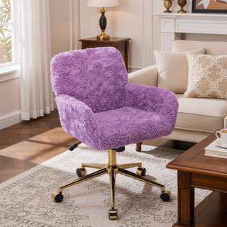 Sunvega Plush Faux Alpaca Fabric Double Cushion Wide 26.4 Inch Office Chair