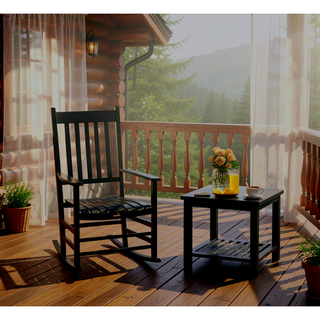 Sunvega Classic Slatted Wooden Rocking Chair with Smooth Curves for Patio