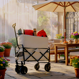 Sunvega Foldable Collapsible Wagon Cart with Extention Dual-Layer Design All-Terrain Wheels