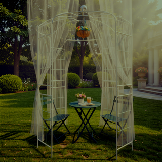 Sunvega Black Birdcage Shape Metal Garden Arch Arbor Gazebo for Wedding Ceremony